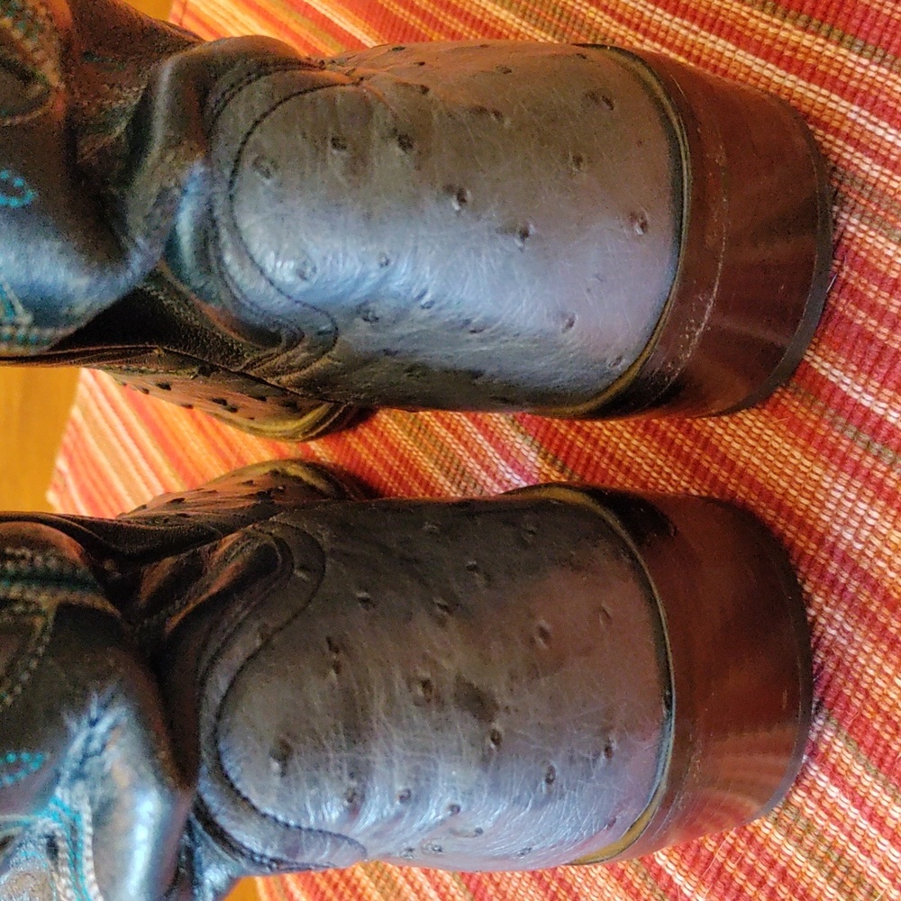 Dan Post Full Quill Blue Ostrich 9D boots - Picture 3 of 8